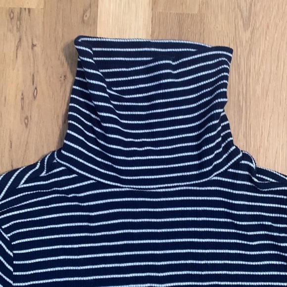 A.N.A. Striped Long Sleeve Turtleneck Blouse Blue and White Women’s S - Picture 4 of 9
